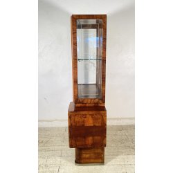 ANTICA PICCOLA VETRINA CREDENZA ART DECO ANNI 30/40 ARMADIO LEGNO RADICA VETRO