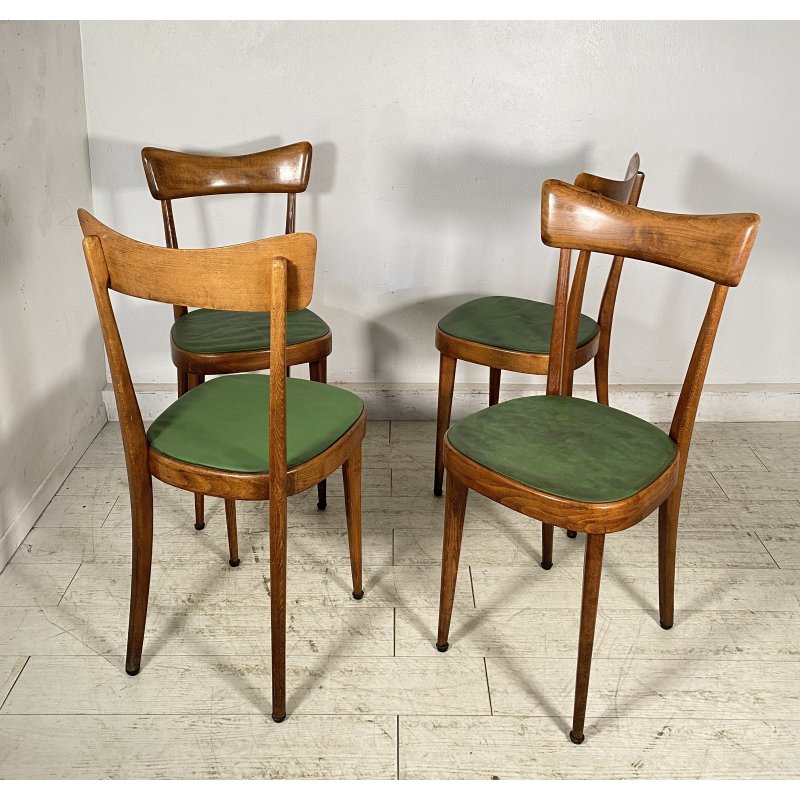 LOTTO 4 SEDIE ART DECÒ ANNI 40 LEGNO E SKY VINTAGE CHAIR SALA PRANZO MODERN