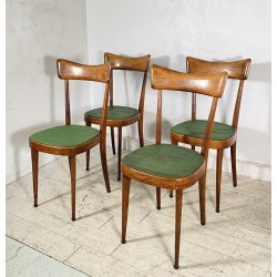 LOTTO 4 SEDIE ART DECÒ ANNI 40 LEGNO E SKY VINTAGE CHAIR SALA PRANZO MODERN