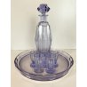 DECANTER 5 BICCHIERI VASSOIO CRISTALLO BOHEMIA AMETISTA SFACCETTATO ART DECO'