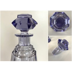 DECANTER 5 BICCHIERI VASSOIO CRISTALLO BOHEMIA AMETISTA SFACCETTATO ART DECO'