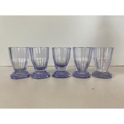 DECANTER 5 BICCHIERI VASSOIO CRISTALLO BOHEMIA AMETISTA SFACCETTATO ART DECO'