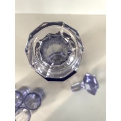 DECANTER 5 BICCHIERI VASSOIO CRISTALLO BOHEMIA AMETISTA SFACCETTATO ART DECO'