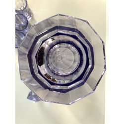 DECANTER 5 BICCHIERI VASSOIO CRISTALLO BOHEMIA AMETISTA SFACCETTATO ART DECO'