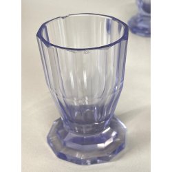 DECANTER 5 BICCHIERI VASSOIO CRISTALLO BOHEMIA AMETISTA SFACCETTATO ART DECO'