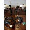 COPPIA ABAT-JOUR LAMPADE VINTAGE TABLE LAMP VETRO OPALINO METALLO STILNOVO '50