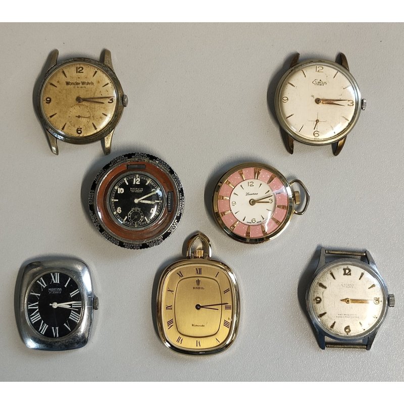 LOTTO 7 pz. OROLOGIO TASCA e POLSO Wonder Watch ERMAN Marvin EPOCA 900 old