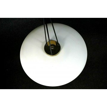 LAMPADARIO A SOSPANSIONE CEILING LAMP UFO VETRO OPALINO METALLO STILNOVO '50/'60
