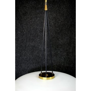 LAMPADARIO A SOSPANSIONE CEILING LAMP UFO VETRO OPALINO METALLO STILNOVO '50/'60