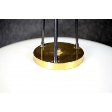 LAMPADARIO A SOSPANSIONE CEILING LAMP UFO VETRO OPALINO METALLO STILNOVO '50/'60