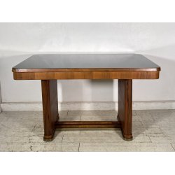 TAVOLO SCRIVANIA ART DECÒ ANNI 30/40 TABLE SCRITTOIO LEGNO RADICA VETRO