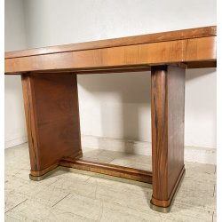 TAVOLO SCRIVANIA ART DECÒ ANNI 30/40 TABLE SCRITTOIO LEGNO RADICA VETRO