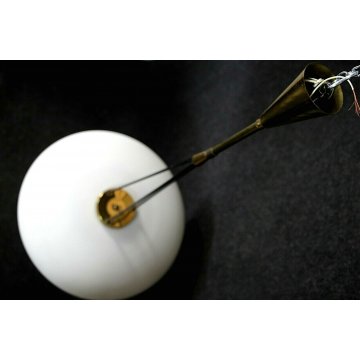 LAMPADARIO A SOSPANSIONE CEILING LAMP UFO VETRO OPALINO METALLO STILNOVO '50/'60