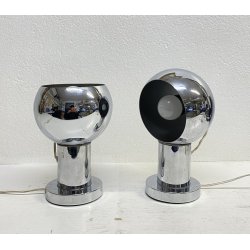 COPPIA LAMPADA TAVOLO ANNI 70 METALLO CROMATO VINTAGE ABATJOUR REGOLABILI DESIGN