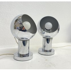 COPPIA LAMPADA TAVOLO ANNI 70 METALLO CROMATO VINTAGE ABATJOUR REGOLABILI DESIGN