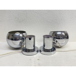 COPPIA LAMPADA TAVOLO ANNI 70 METALLO CROMATO VINTAGE ABATJOUR REGOLABILI DESIGN