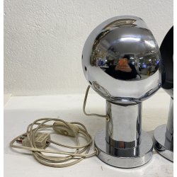 COPPIA LAMPADA TAVOLO ANNI 70 METALLO CROMATO VINTAGE ABATJOUR REGOLABILI DESIGN