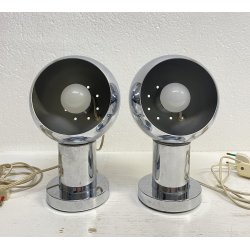 COPPIA LAMPADA TAVOLO ANNI 70 METALLO CROMATO VINTAGE ABATJOUR REGOLABILI DESIGN