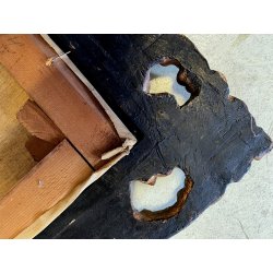 GRANDE ANTICO DIPINTO OLIO ALPEGGIO MONTAGNE BAITA PAESAGGIO MONTANO FIGURA '800