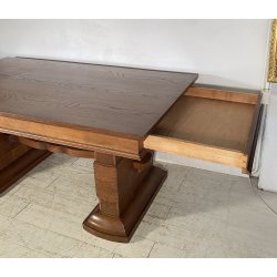 TAVOLO PRANZO ART DECÒ ANNI 30/40 TABLE SCRITTOIO LEGNO ROVERE