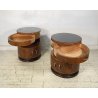 ANTICA COPPIA COMODINO Art Decò LEGNO RADICA NOCE PIANO VETRO MODERN NIGHT SIDE