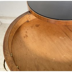 ANTICA COPPIA COMODINO Art Decò LEGNO RADICA NOCE PIANO VETRO MODERN NIGHT SIDE