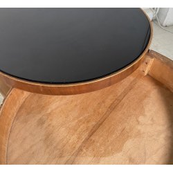 ANTICA COPPIA COMODINO Art Decò LEGNO RADICA NOCE PIANO VETRO MODERN NIGHT SIDE