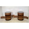 ANTICA COPPIA COMODINO Art Decò LEGNO RADICA NOCE PIANO VETRO MODERN NIGHT SIDE