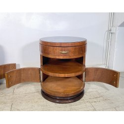 ANTICA COPPIA COMODINO Art Decò LEGNO RADICA NOCE PIANO VETRO MODERN NIGHT SIDE