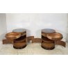 ANTICA COPPIA COMODINO Art Decò LEGNO RADICA NOCE PIANO VETRO MODERN NIGHT SIDE