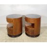 ANTICA COPPIA COMODINO Art Decò LEGNO RADICA NOCE PIANO VETRO MODERN NIGHT SIDE