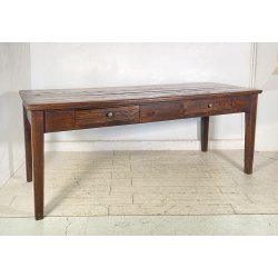 ANTICO GRANDE TAVOLO PRANZO RETTANGOLARE LEGNO LARICE 2 CASSETTI TABLE SALA 1800