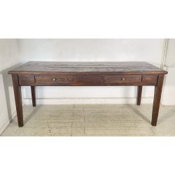 ANTICO GRANDE TAVOLO PRANZO RETTANGOLARE LEGNO LARICE 2 CASSETTI TABLE SALA 1800