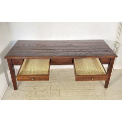 ANTICO GRANDE TAVOLO PRANZO RETTANGOLARE LEGNO LARICE 2 CASSETTI TABLE SALA 1800