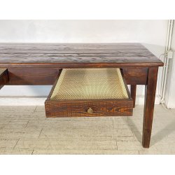 ANTICO GRANDE TAVOLO PRANZO RETTANGOLARE LEGNO LARICE 2 CASSETTI TABLE SALA 1800