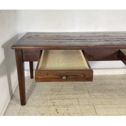 ANTICO GRANDE TAVOLO PRANZO RETTANGOLARE LEGNO LARICE 2 CASSETTI TABLE SALA 1800