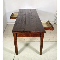 ANTICO GRANDE TAVOLO PRANZO RETTANGOLARE LEGNO LARICE 2 CASSETTI TABLE SALA 1800