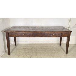 ANTICO GRANDE TAVOLO PRANZO RETTANGOLARE LEGNO LARICE 2 CASSETTI TABLE SALA 1800