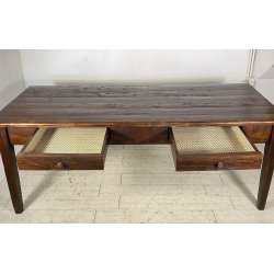 ANTICO GRANDE TAVOLO PRANZO RETTANGOLARE LEGNO LARICE 2 CASSETTI TABLE SALA 1800