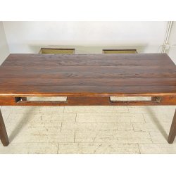 ANTICO GRANDE TAVOLO PRANZO RETTANGOLARE LEGNO LARICE 2 CASSETTI TABLE SALA 1800