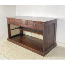 ANTICO BANCONE NEGOZIO RIPIANI CASSA 1800 LEGNO LARICE ABETE BANCO BAR CENTRO