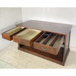 ANTICO BANCONE NEGOZIO RIPIANI CASSA 1800 LEGNO LARICE ABETE BANCO BAR CENTRO