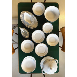 SERVIZIO PIATTI Art Decò 12 Pers. PORCELLANA Bavaria DECORO AZZURRO ARGENTO '40