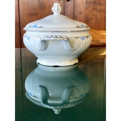 SERVIZIO PIATTI Art Decò 12 Pers. PORCELLANA Bavaria DECORO AZZURRO ARGENTO '40