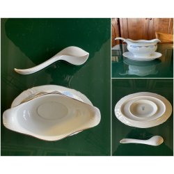 SERVIZIO PIATTI Art Decò 12 Pers. PORCELLANA Bavaria DECORO AZZURRO ARGENTO '40