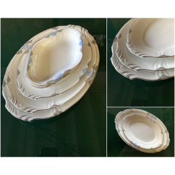 SERVIZIO PIATTI Art Decò 12 Pers. PORCELLANA Bavaria DECORO AZZURRO ARGENTO '40