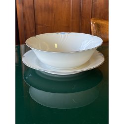 SERVIZIO PIATTI Art Decò 12 Pers. PORCELLANA Bavaria DECORO AZZURRO ARGENTO '40