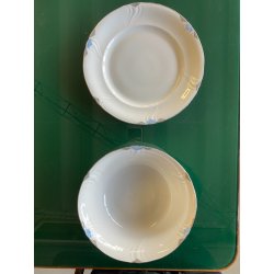 SERVIZIO PIATTI Art Decò 12 Pers. PORCELLANA Bavaria DECORO AZZURRO ARGENTO '40