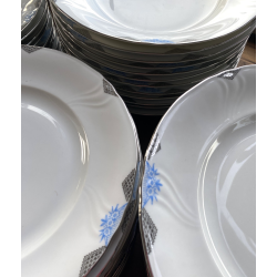 SERVIZIO PIATTI Art Decò 12 Pers. PORCELLANA Bavaria DECORO AZZURRO ARGENTO '40