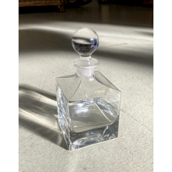 VINTAGE DECANTER CRISTALLO CUBO TAPPO a SFERA Cristalleria Europa 11x11x23,5 cm